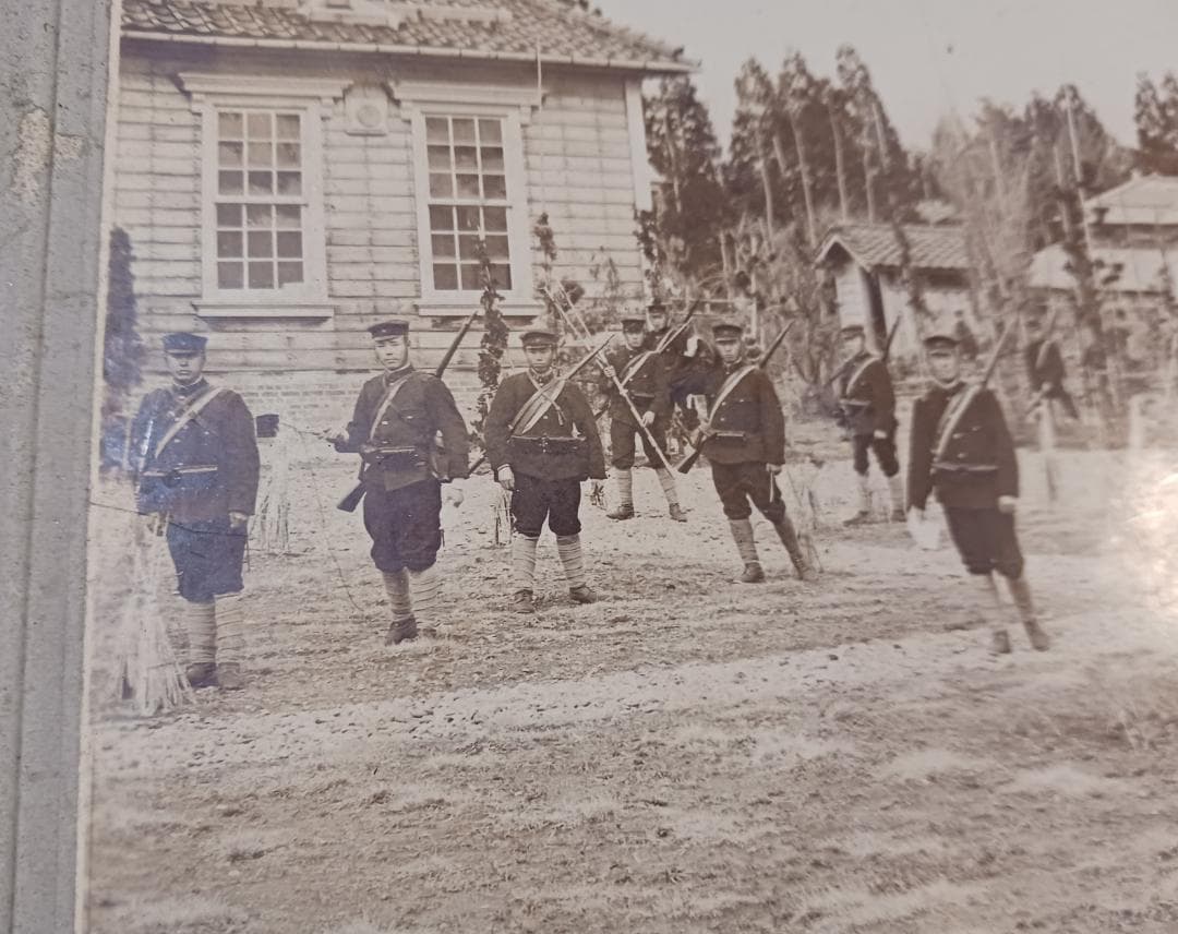 明治期 軍学校訓練風景 台紙付 写真