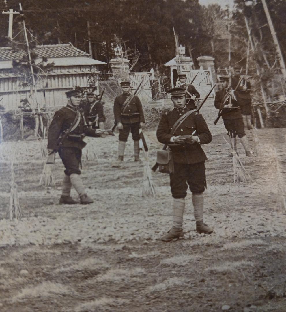 明治期 軍学校訓練風景 台紙付 写真