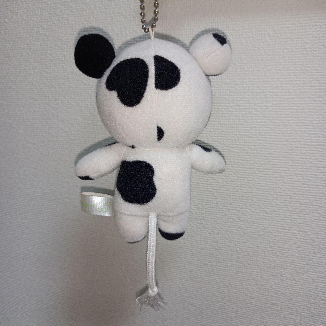 リラックマ　平成レトロ　牛　ぬいぐるみ　鈴 りぼん　牛柄　キーホルダー
