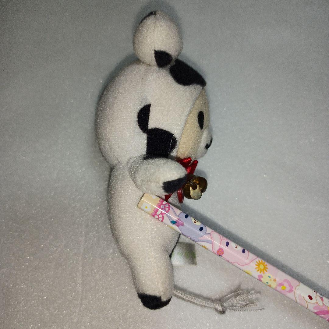リラックマ　平成レトロ　牛　ぬいぐるみ　鈴 りぼん　牛柄　キーホルダー