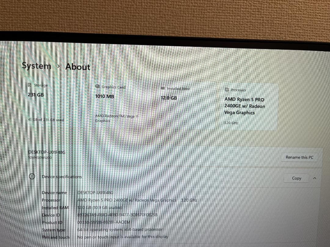ミニPC Lenovo ThinkCentre M715q Ryzen 5PRO 12GB