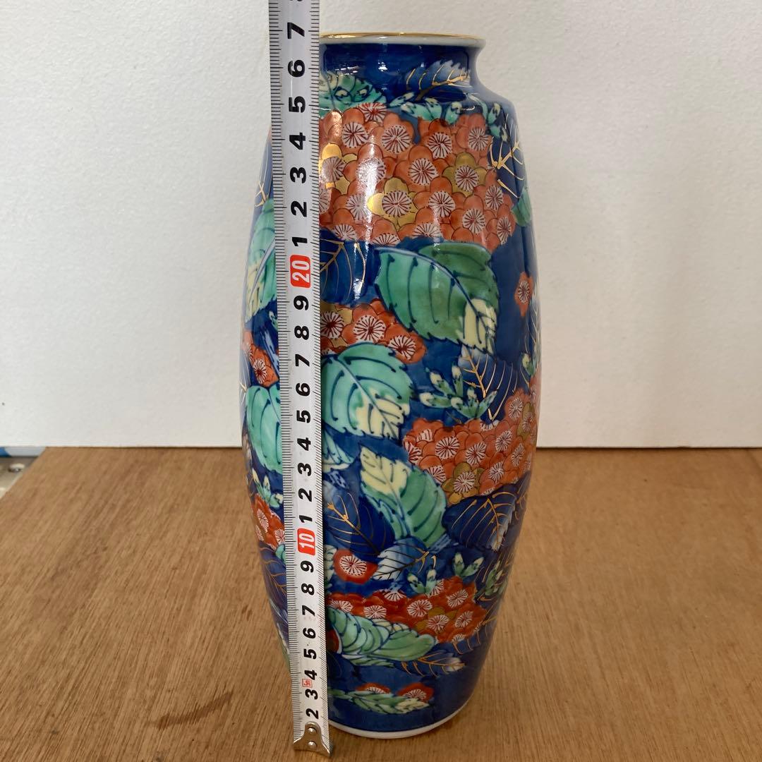 有田焼 花舟作 色絵 金彩 紫陽花図 花瓶 花器 フラワーベース 昭和レトロ