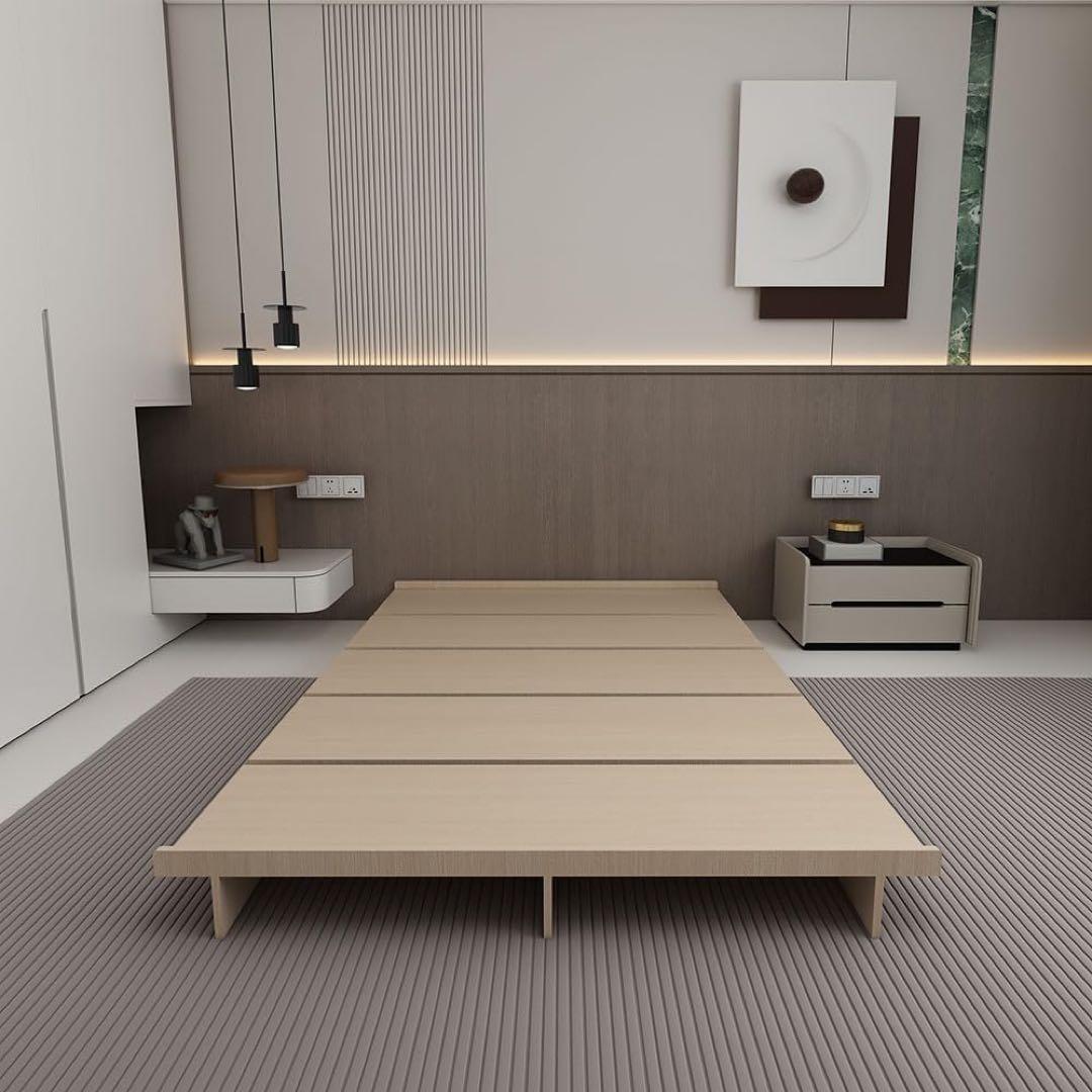 ステージ風　ベッドフレーム　耐荷重約300kg 木の色　シングル