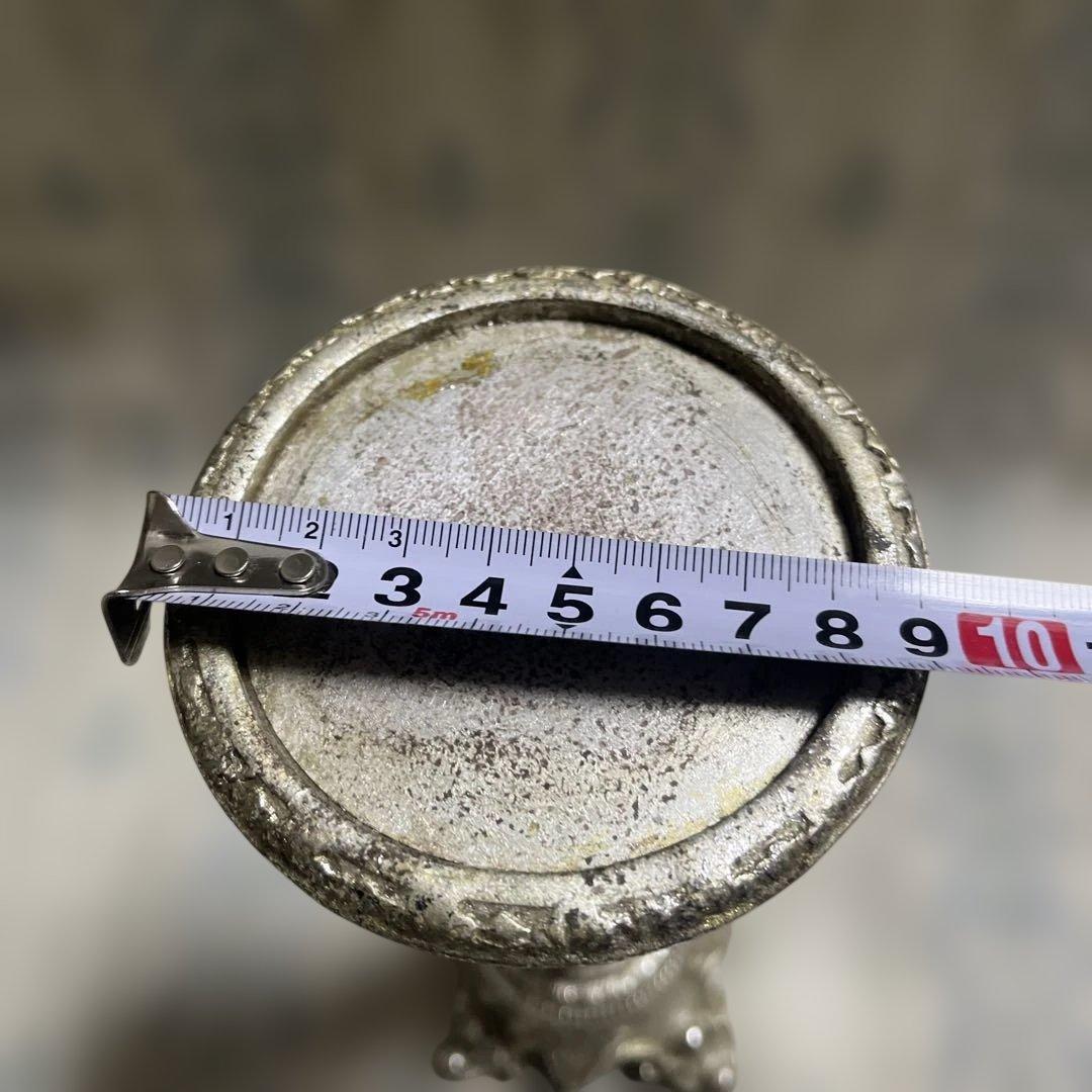 アンティーク調 キャンドルスタンド（燭台）シルバー 鏡付き オブジェ インテリア