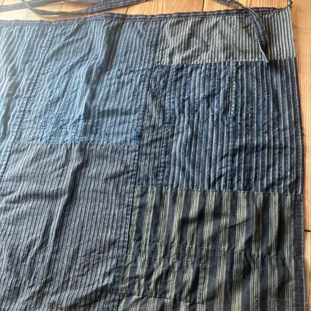 【愁真】古布 縞木綿 襤褸 BORO パッチワーク リメイクエプロン