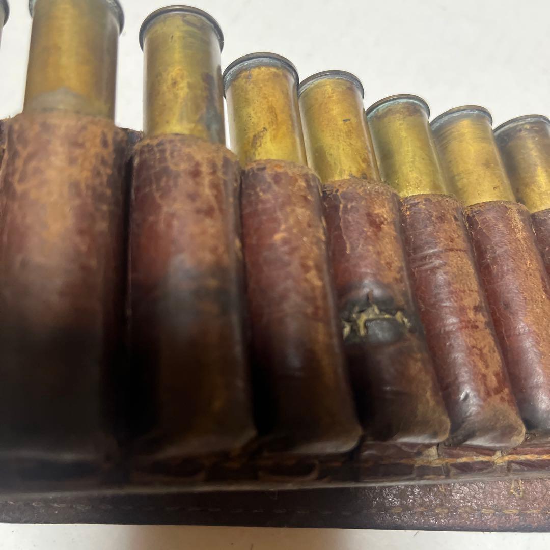 レザー銃弾ベルト　ブラウン フリンジ　ヴィンテージ骨董品