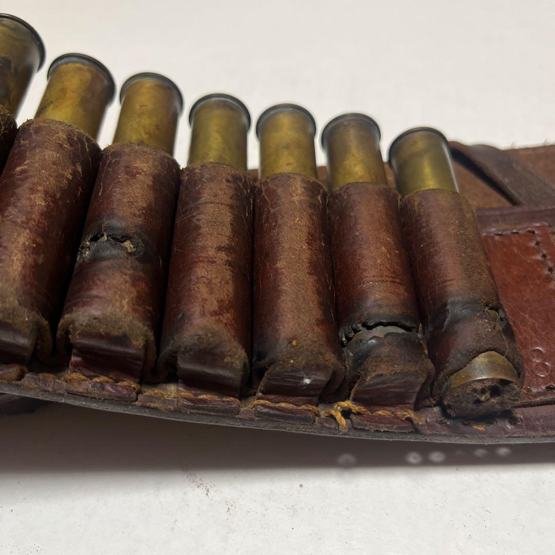 レザー銃弾ベルト　ブラウン フリンジ　ヴィンテージ骨董品