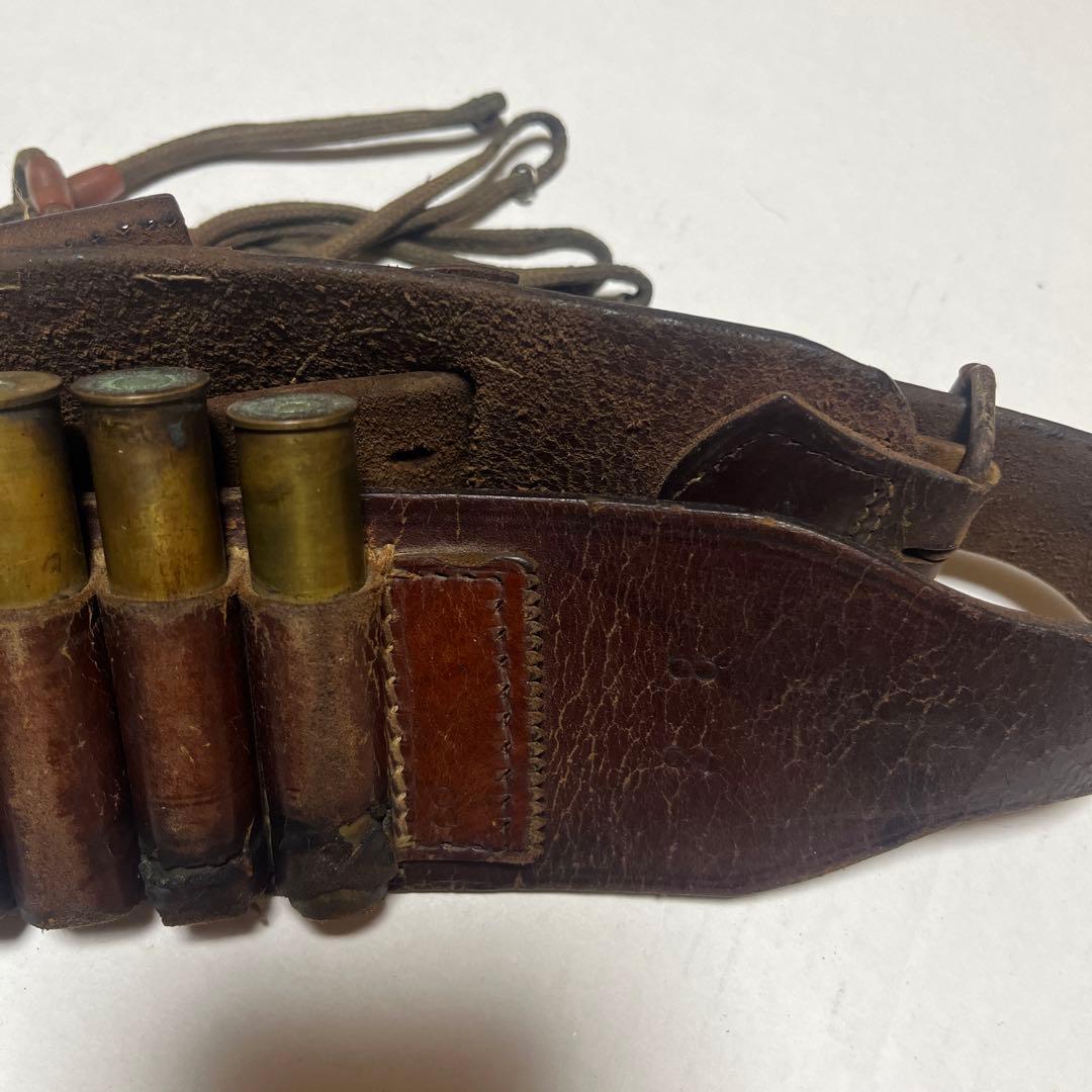 レザー銃弾ベルト　ブラウン フリンジ　ヴィンテージ骨董品