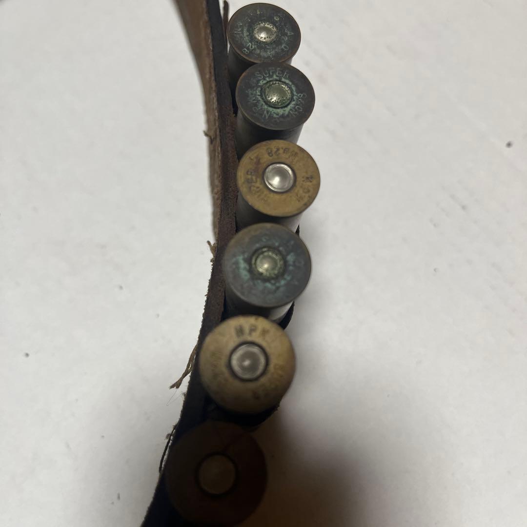 レザー銃弾ベルト　ブラウン フリンジ　ヴィンテージ骨董品