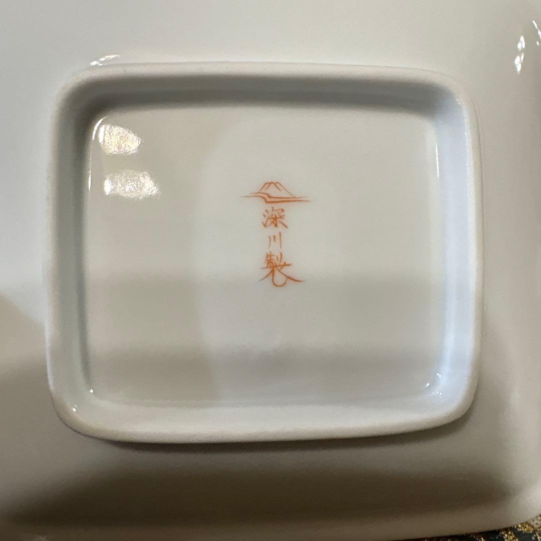 ❤️専用✨有田焼＊深川製磁　金彩丸紋寿赤絵　角盛皿・銘々皿５揃