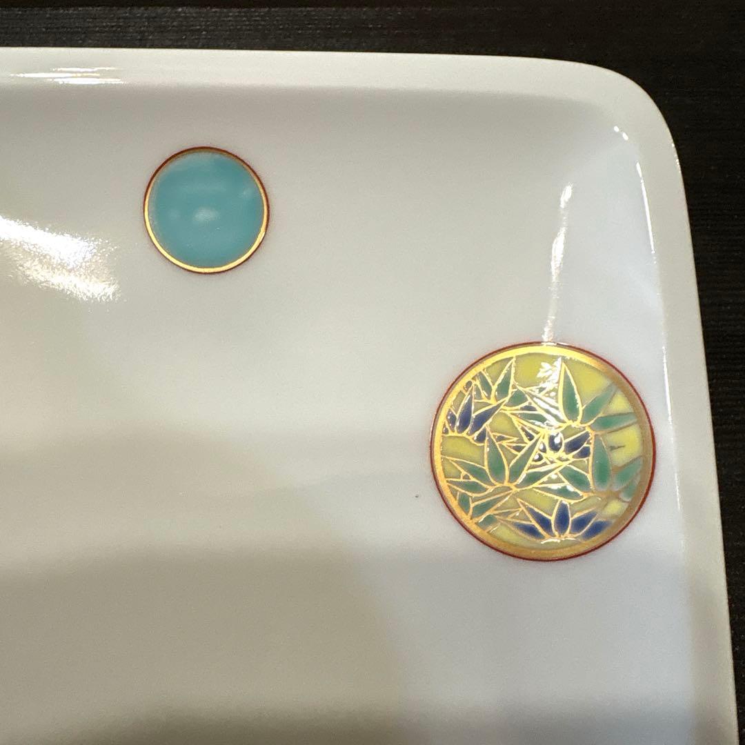 ❤️専用✨有田焼＊深川製磁　金彩丸紋寿赤絵　角盛皿・銘々皿５揃