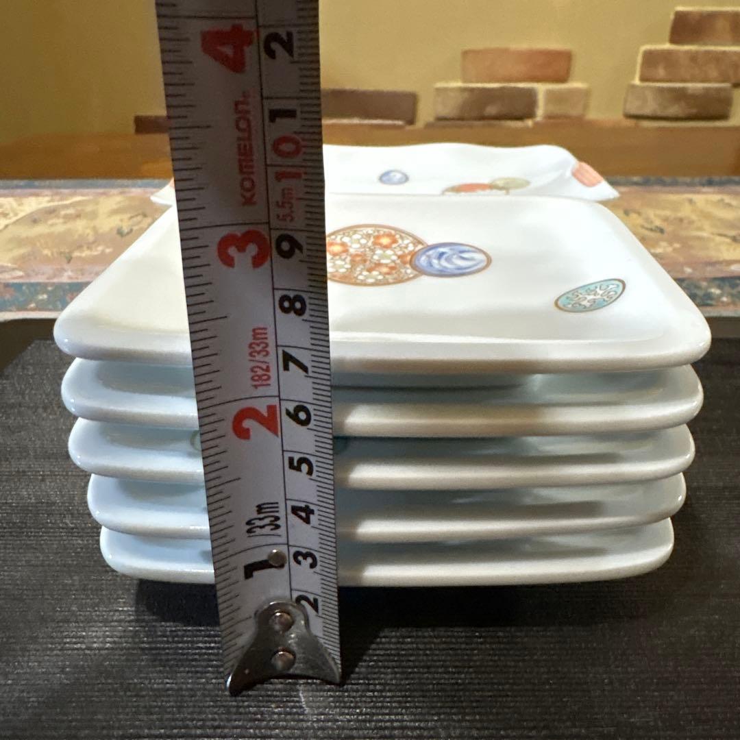 ❤️専用✨有田焼＊深川製磁　金彩丸紋寿赤絵　角盛皿・銘々皿５揃