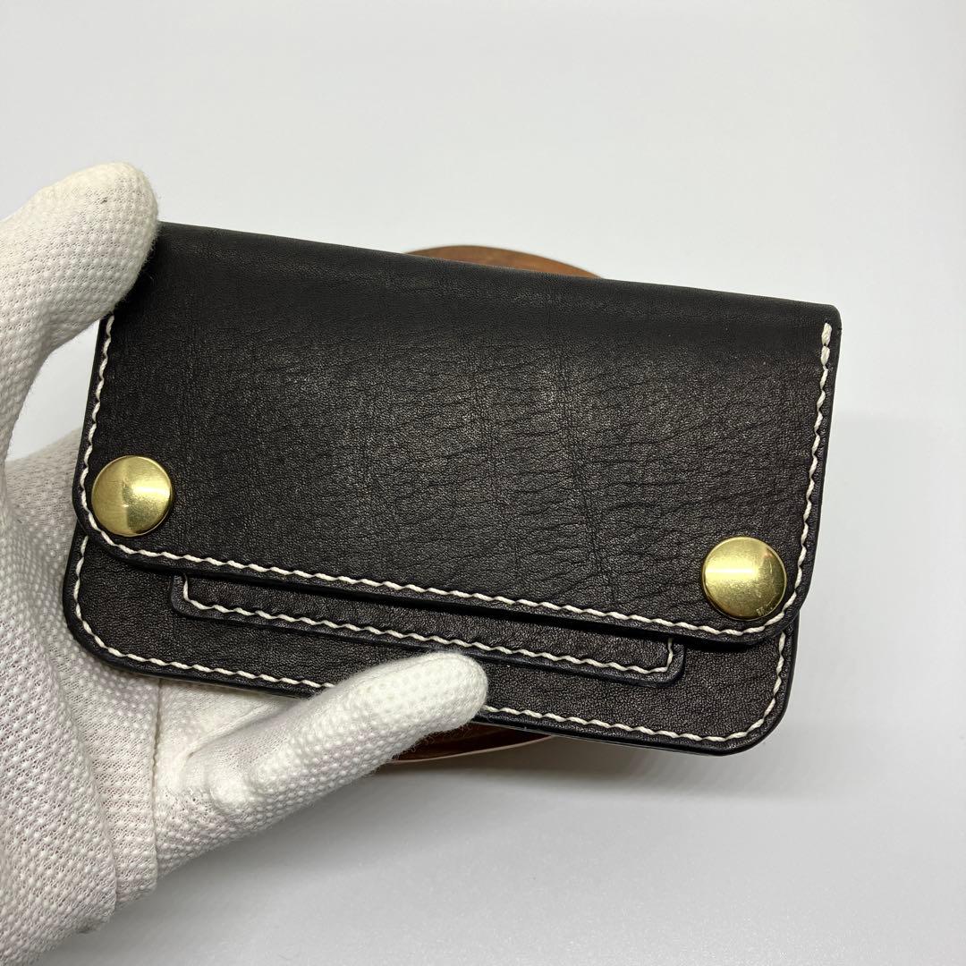 トラッカーウォレット　ショート　黒　ブラック　革財布　姫路レザー　二つ折り　ヌメ