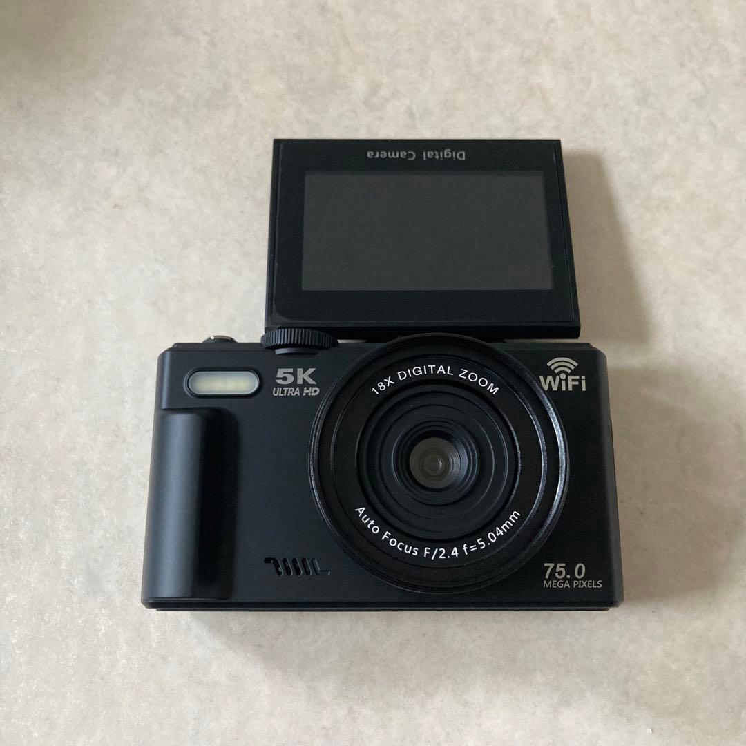 大特価！！デジカメ スマホ転送 5K録画 7500万画素 Wi-Fi 180度