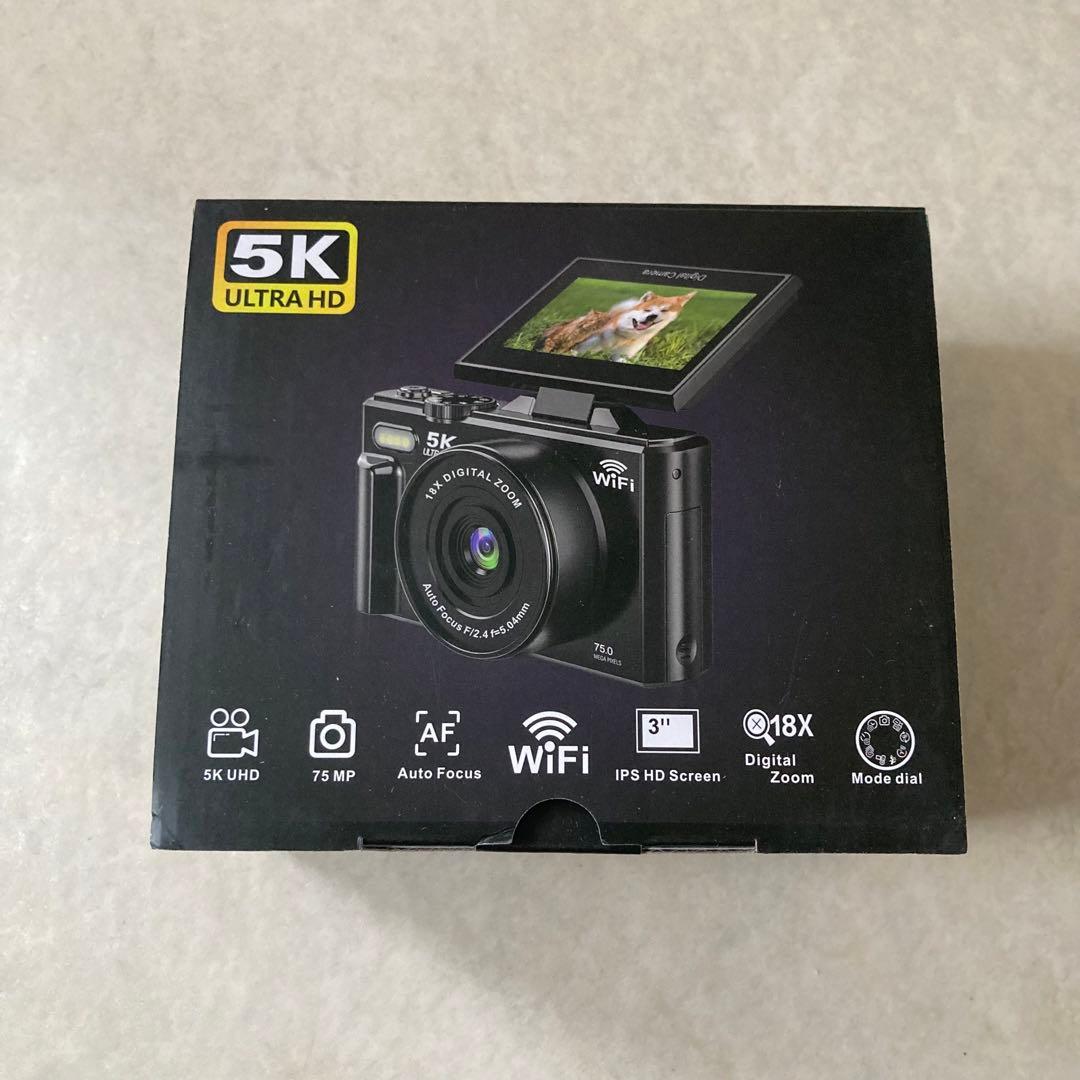 大特価！！デジカメ スマホ転送 5K録画 7500万画素 Wi-Fi 180度