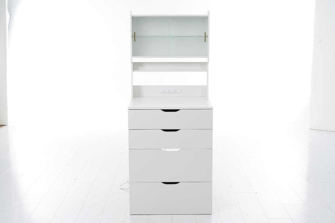 LED 無段階調光ミラー 2WAY 天板 大容量収納 コンセント付き ドレッサー