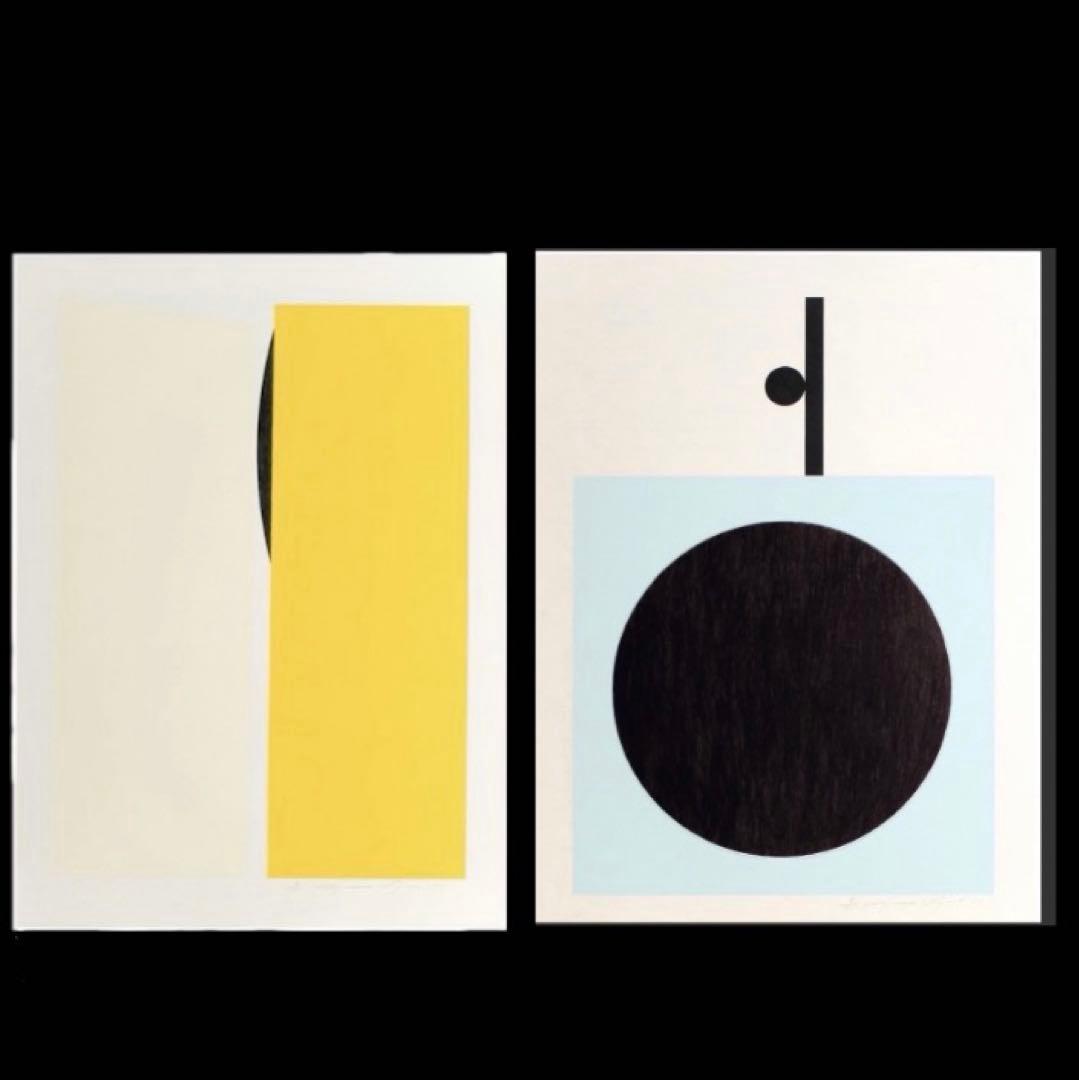 永井一正◆希少1990年リトグラフ大判2枚SETミッドセンチュリー モダンアート