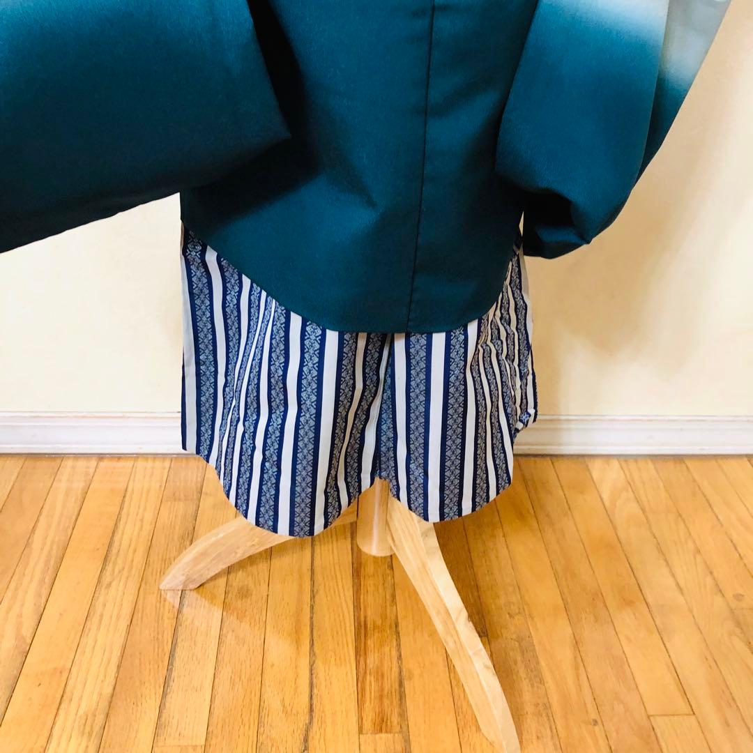 七五三５歳完全フルセット‼️豪華Blue grey兜鷹金彩‼️袴縞スタイルアップ人気