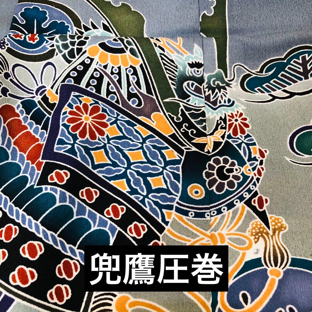 七五三５歳完全フルセット‼️豪華Blue grey兜鷹金彩‼️袴縞スタイルアップ人気