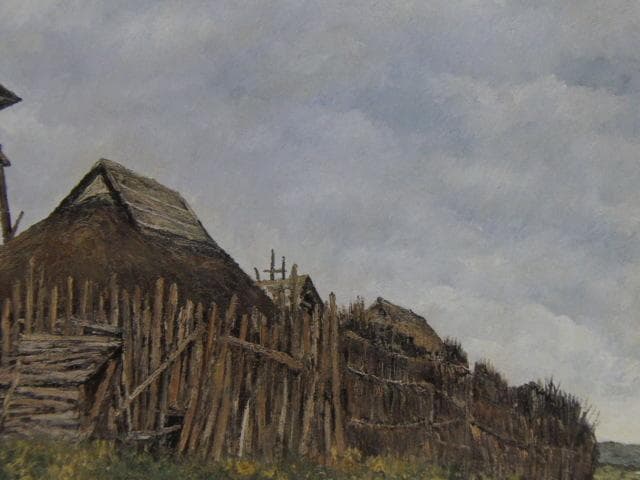 向井潤吉、【風と砂の村（青森県北津軽郡市浦村）】、希少な額装用画集画