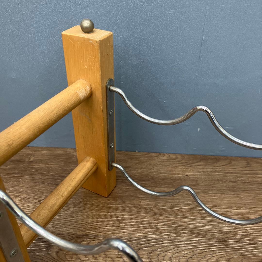 B-3 昭和レトロ 木製 ワインラック お酒ラック8本収納 2段 波型 スチール