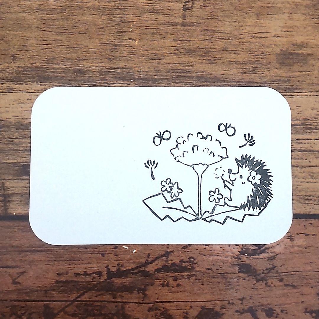 消しゴムはんこNo.396 ハリネズミとタンポポ