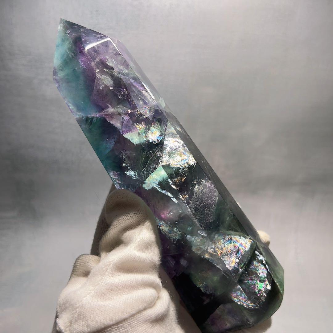 天然石 ブルーグリーンフローライトタワー ①