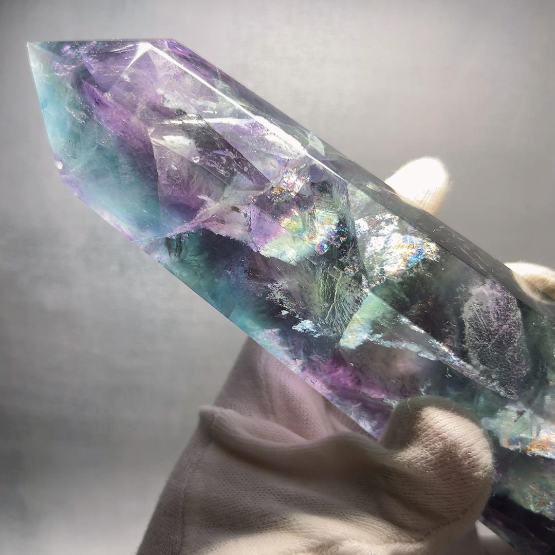 天然石 ブルーグリーンフローライトタワー ①