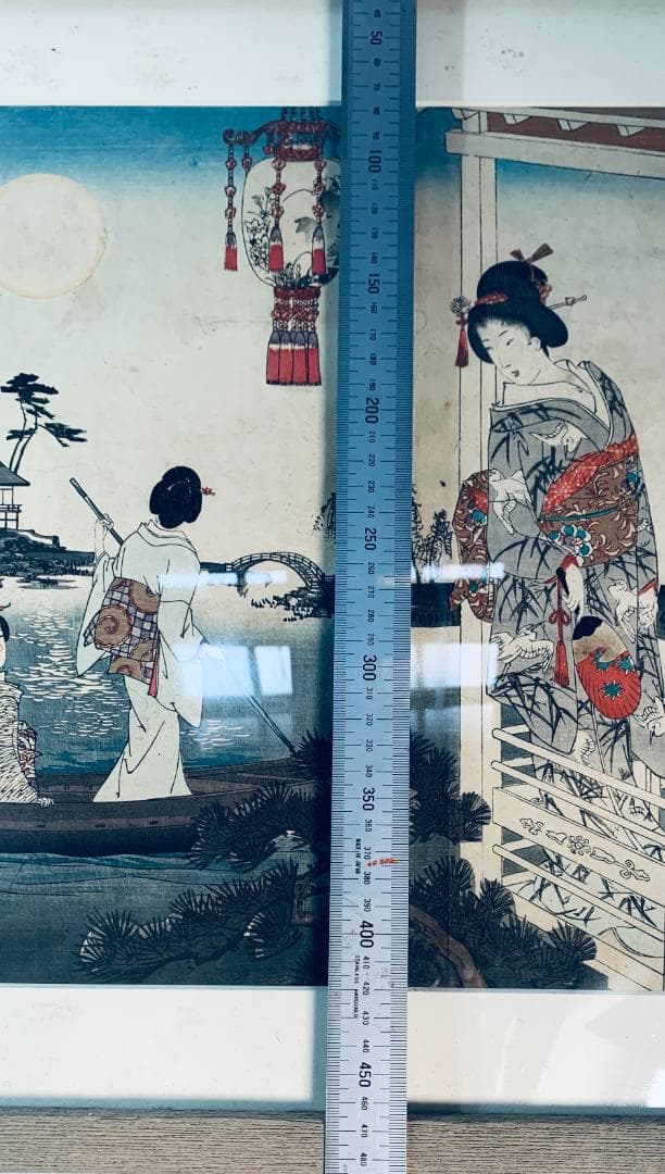 楊洲周延「国模様月の面影 三枚続」浮世絵 大判 木版画