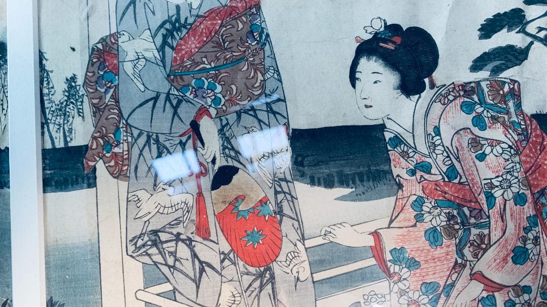 楊洲周延「国模様月の面影 三枚続」浮世絵 大判 木版画