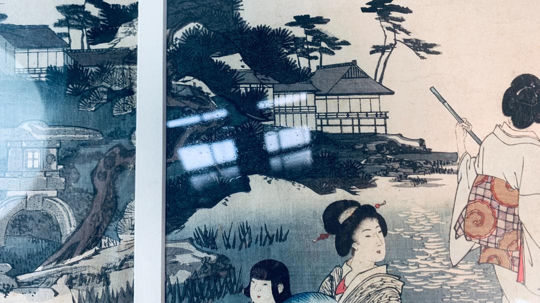 楊洲周延「国模様月の面影 三枚続」浮世絵 大判 木版画