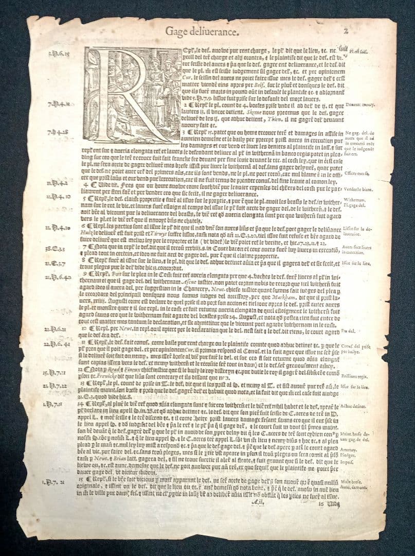 1573年　R.ブルック　「英国法の判例要約」の表題（扉絵）　稀少
