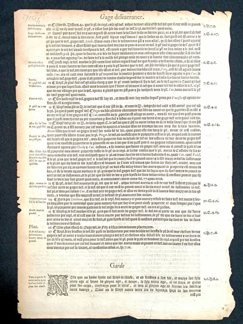 1573年　R.ブルック　「英国法の判例要約」の表題（扉絵）　稀少