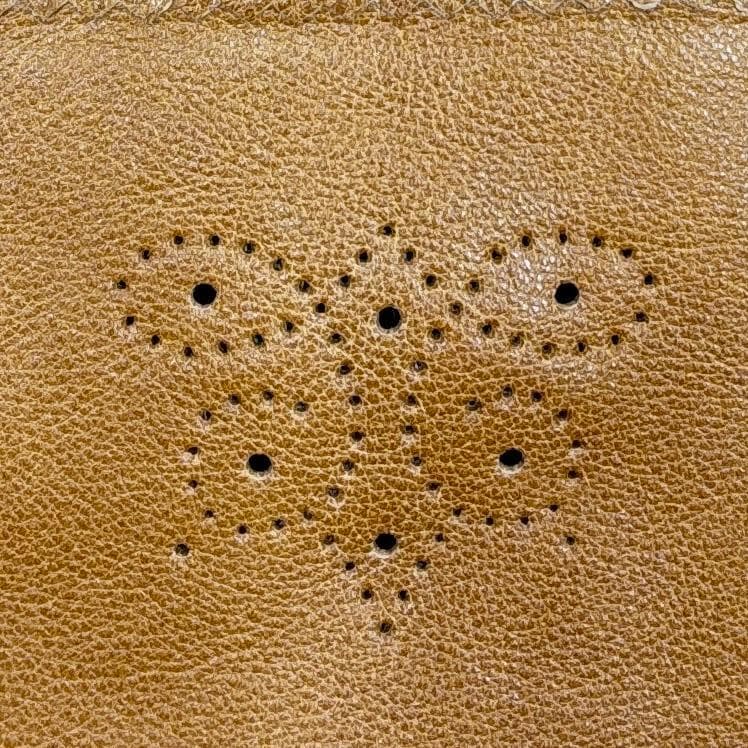 本革×帆布 サコッシュ 茶 蝶柄 金具色ゴールド ショルダーバッグ