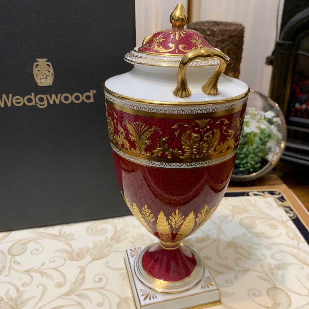 元箱　ウェッジウッド コロンビア　パウダー　ルビー　フラワーベース　希少品