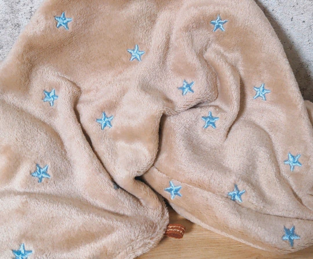 専用♥みかん❤暖かとろける❤Ｗボア⭐ちびブランケット❤刺繍…カフェ星柄