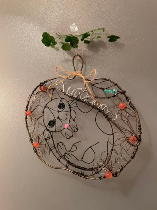 ワイヤークラフト♡りんごクッションとハチワレ猫さんのwelcome