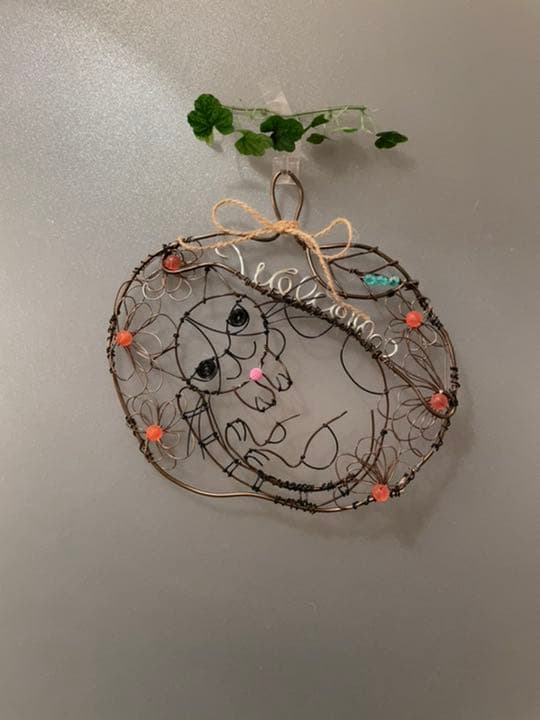 ワイヤークラフト♡りんごクッションとハチワレ猫さんのwelcome