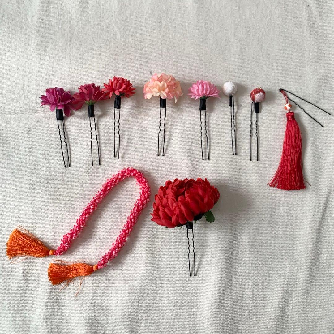 七五三 3歳女の子　着物セット 赤 花柄