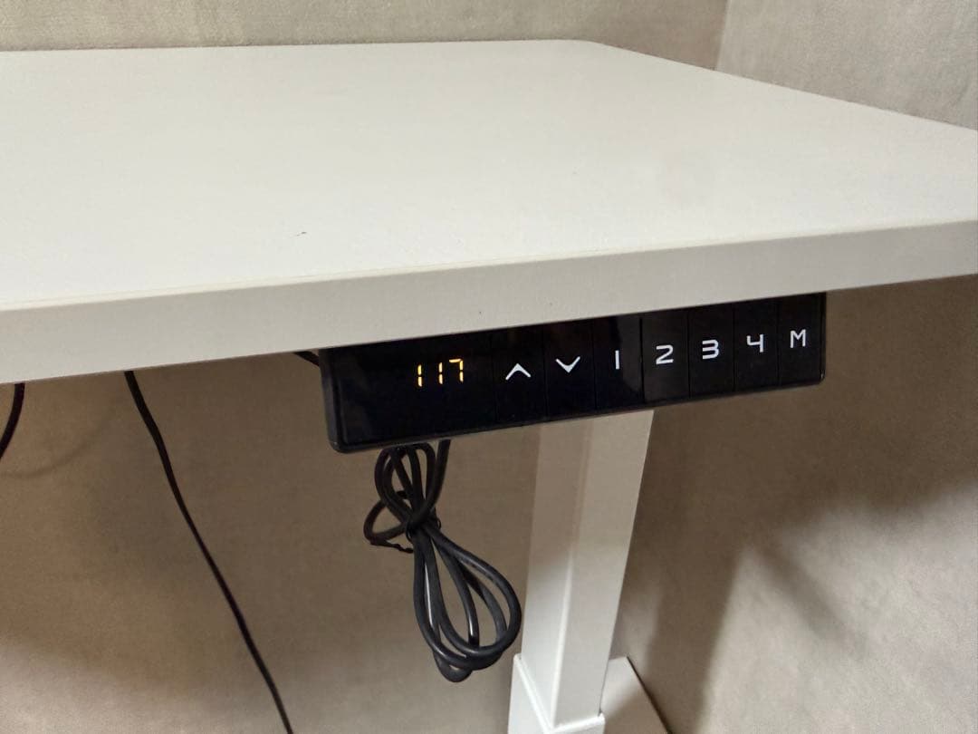 電動式ホワイトパソコンデスク 120cm幅