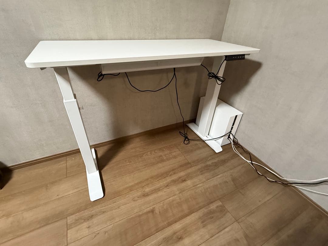 電動式ホワイトパソコンデスク 120cm幅