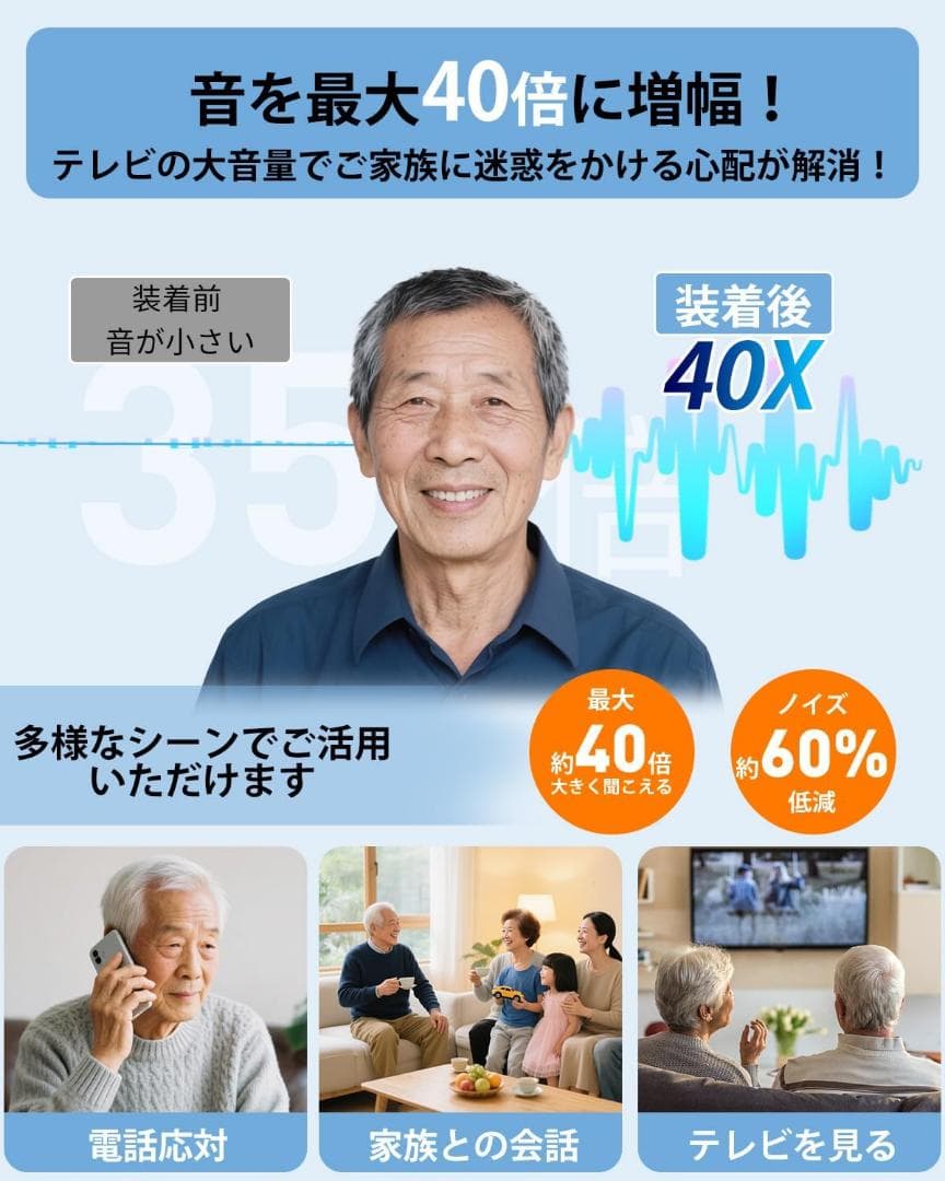 ⭐️集音器 高齢者 簡単操作 音声拡聴器 3.2g軽量設計 コンパクト⭐️