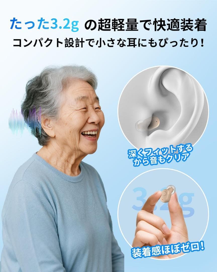 ⭐️集音器 高齢者 簡単操作 音声拡聴器 3.2g軽量設計 コンパクト⭐️