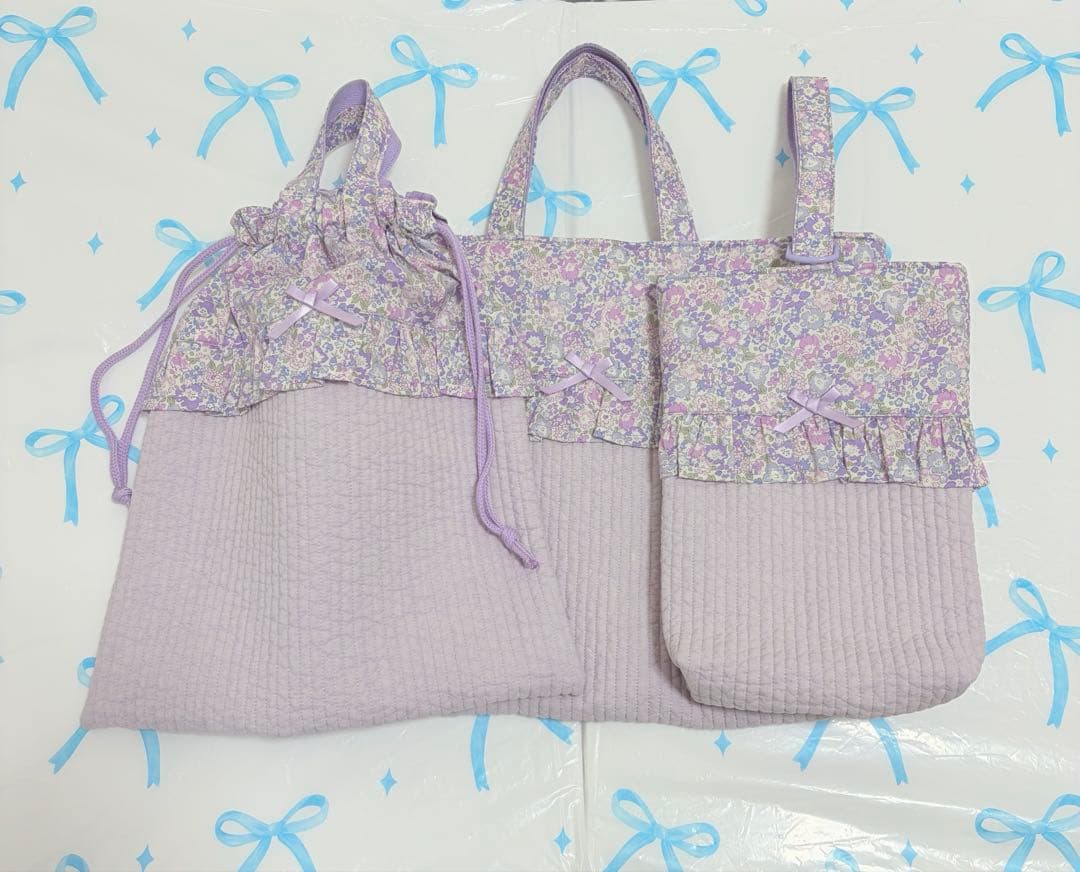 リバティ　ミシェル×ヌビ　レッスンバッグ上履き袋体操服袋　ハンドメイド