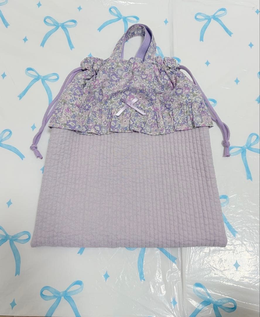 リバティ　ミシェル×ヌビ　レッスンバッグ上履き袋体操服袋　ハンドメイド