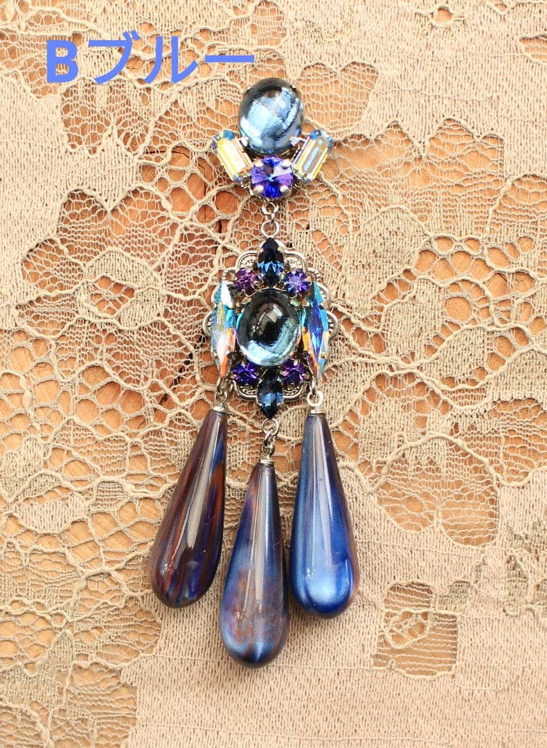 グリーン ブルー パープル ドロップ ジャラジャラ ロココ アクセサリー