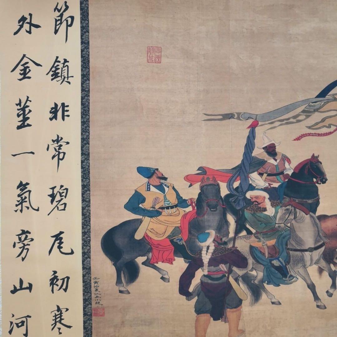 文姫帰漢図 長巻掛軸 70×340cm 中国歴史人物画
