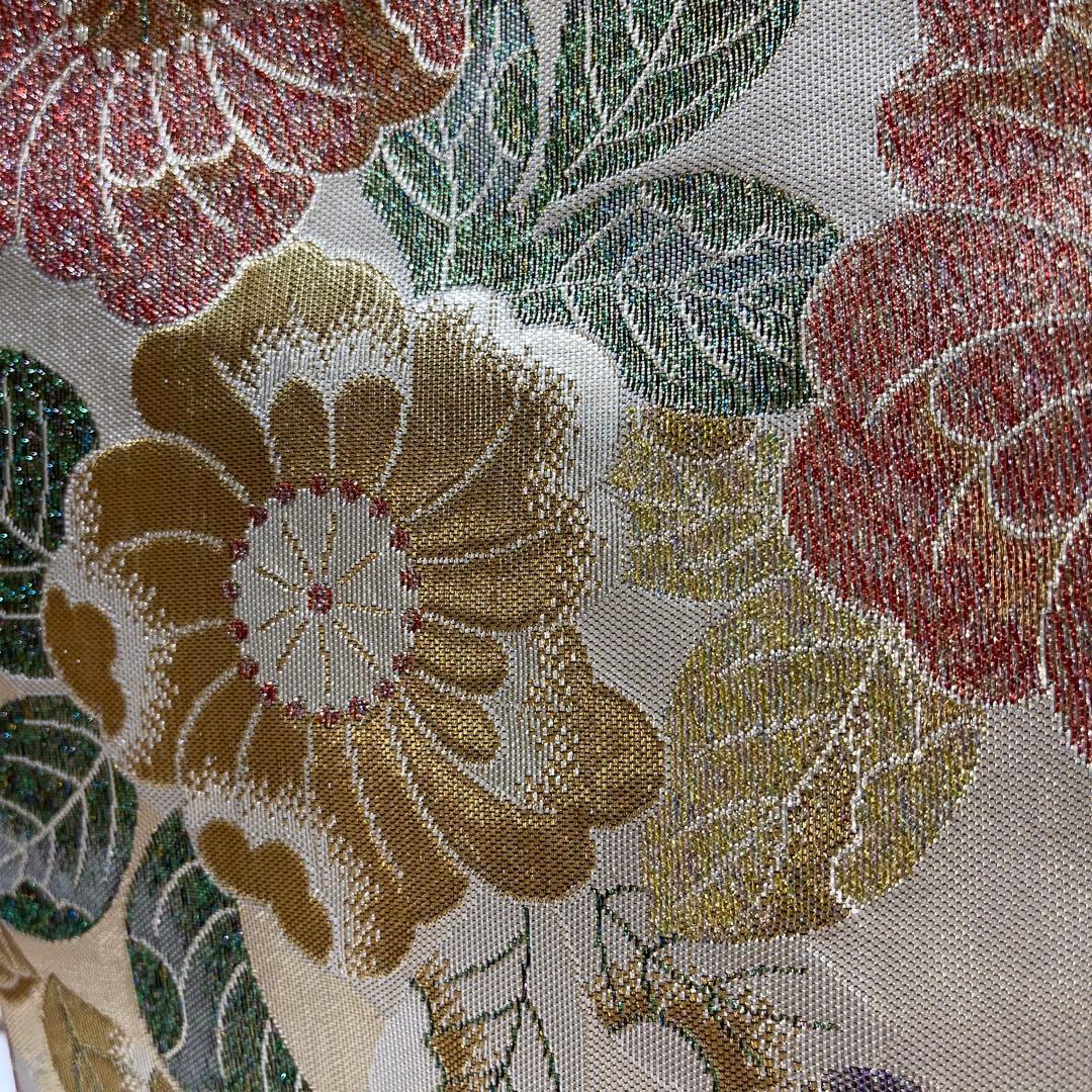 ❶帯リメイクバッグ【辻ヶ花】金色 箔 高級正絹 帯(未使用帯？)大／Dカン・底板
