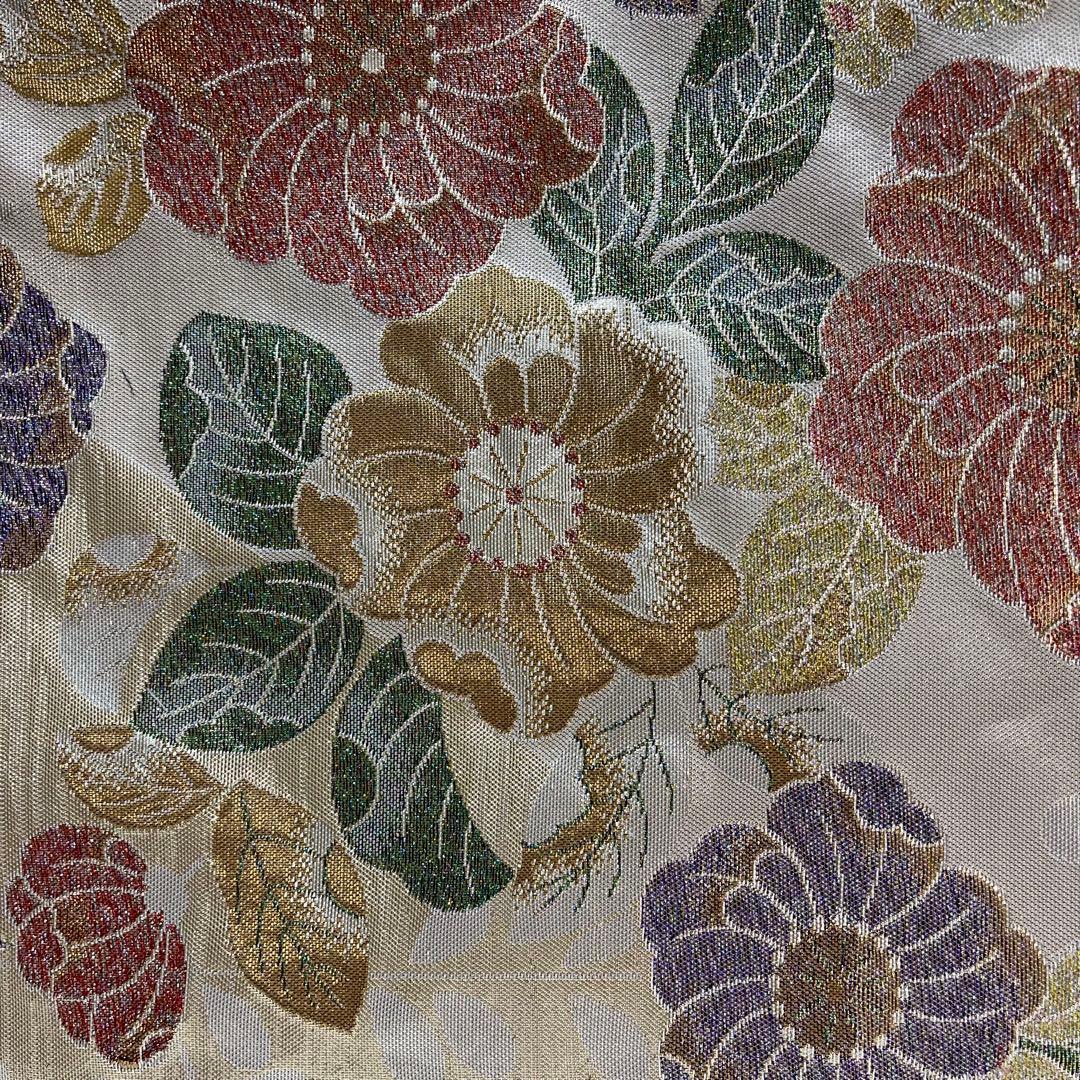❶帯リメイクバッグ【辻ヶ花】金色 箔 高級正絹 帯(未使用帯？)大／Dカン・底板