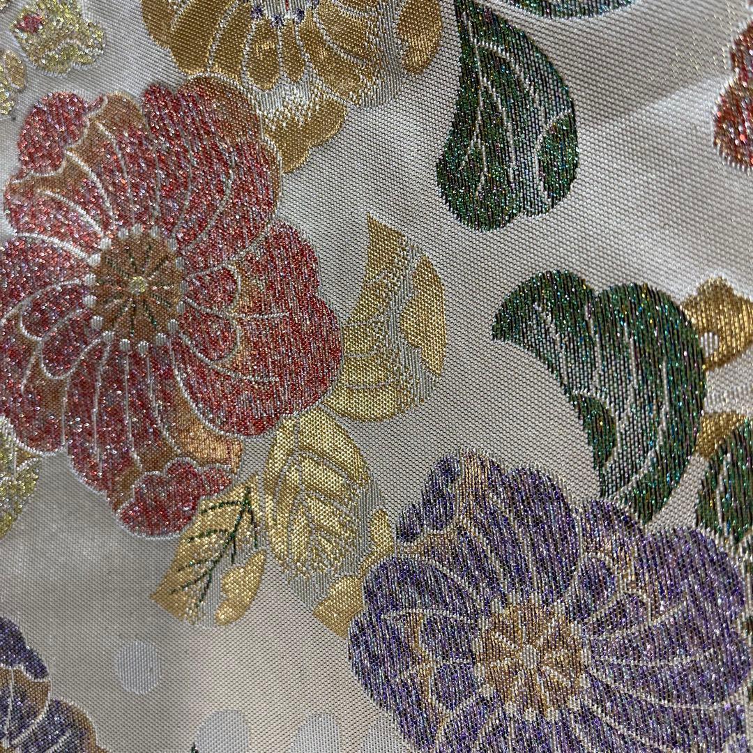 ❶帯リメイクバッグ【辻ヶ花】金色 箔 高級正絹 帯(未使用帯？)大／Dカン・底板